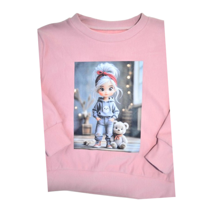 Bluza flausata, pentru fete, Mini Junior 3010R-110, Roz [2]