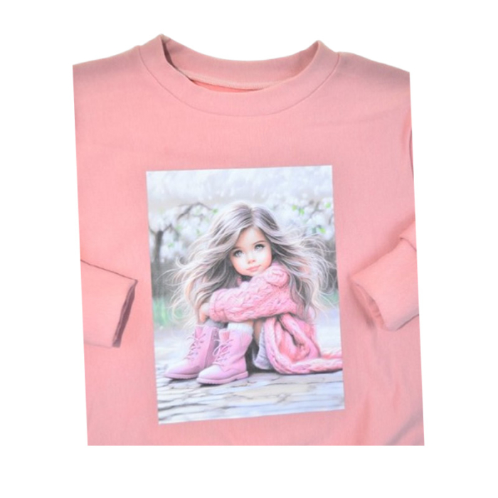 Bluza flausata, pentru fete, Mini Junior 3010R3-110, Roz [2]