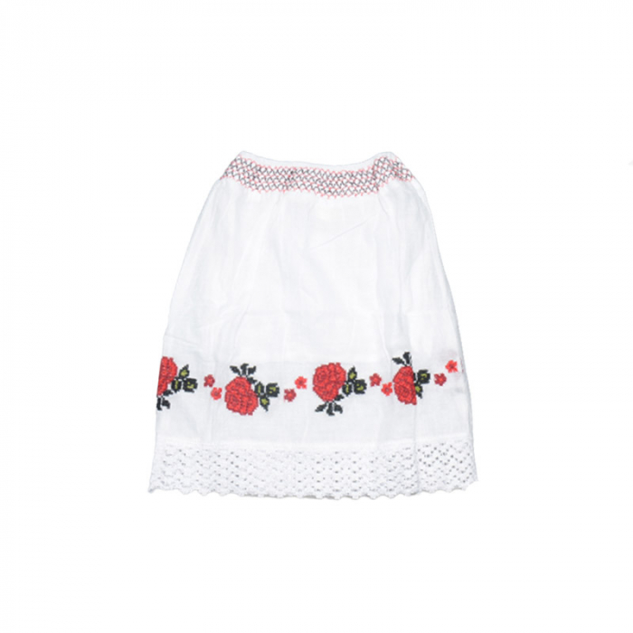 Compleu traditional 2 piese ie si poale pentru fete Mini Junior MRII-2, Alb [7]