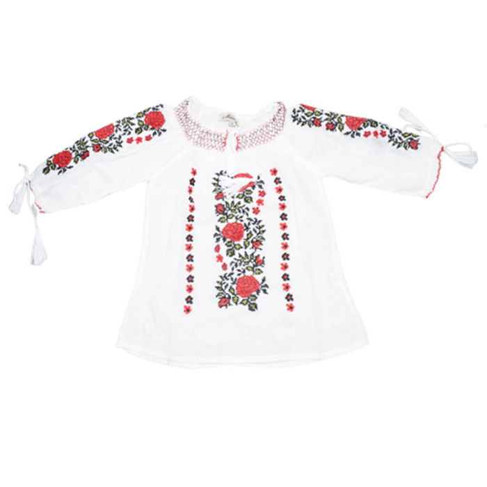 Compleu traditional 2 piese ie si poale pentru fete Mini Junior MRII-2, Alb [3]
