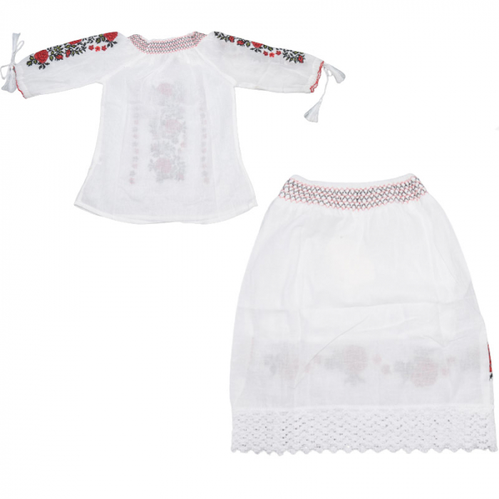 Compleu traditional 2 piese ie si poale pentru fete Mini Junior MRII-2, Alb [2]