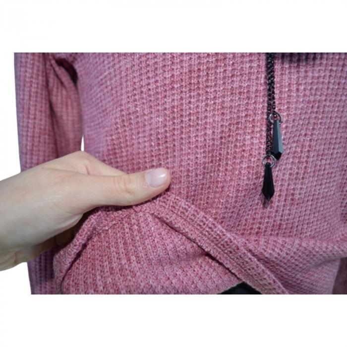 Bluza tricotata cu maneca lunga si colier pentru fete Lucky Girl 6783-R, Roz [3]