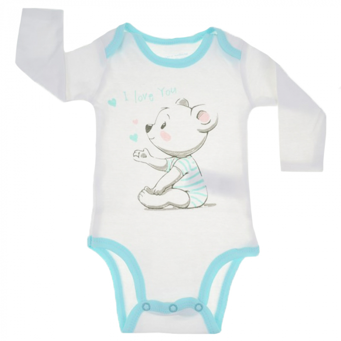 Body cu maneca lunga pentru baieti E Plus M 51013137-92-cm, Alb [1]