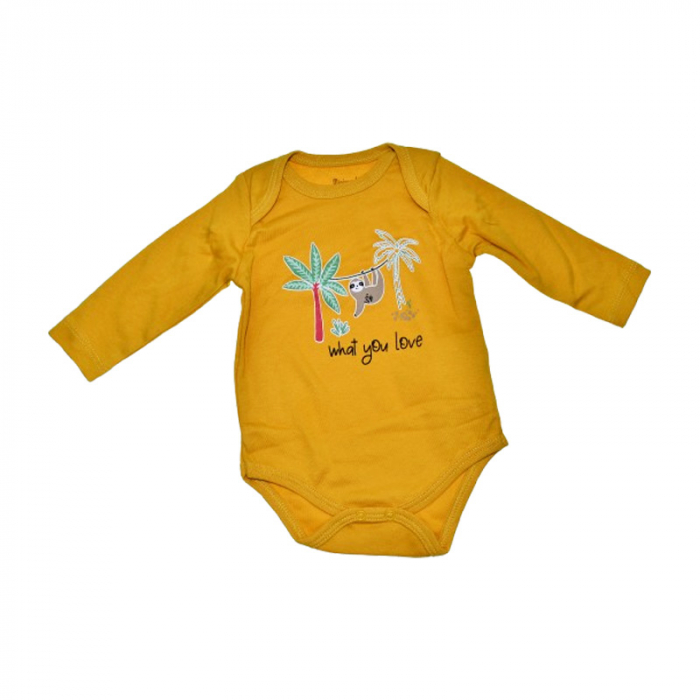 Body cu maneca lunga pentru copii, Mini Junior, BDY-16960G, Galben [1]