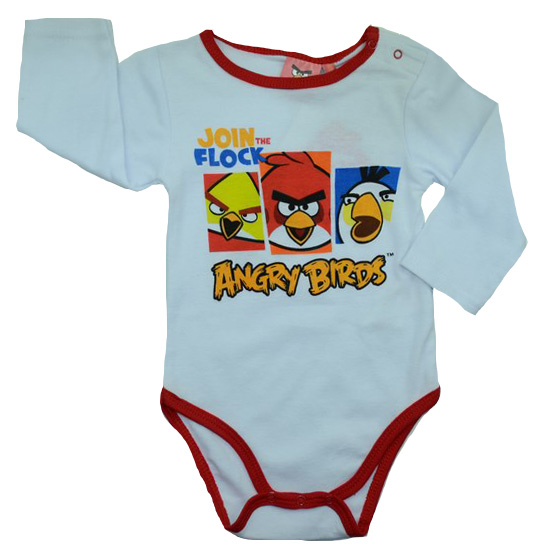 Body cu maneca lunga pentru baieti Sun City Angry Birds NH0300-A-80-cm, Alb [1]