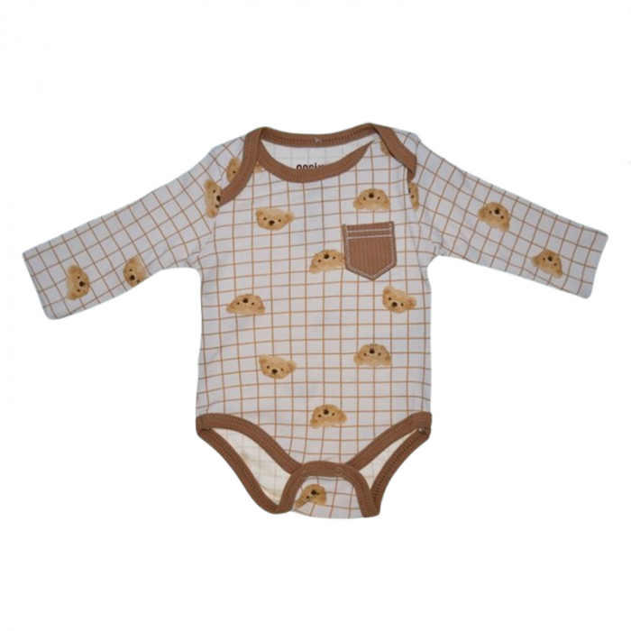 Body cu maneca lunga pentru copii, Mini Junior, BDY-MJ1, Maro [1]