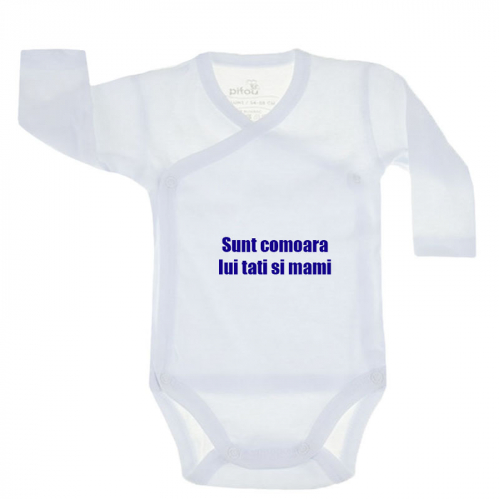 Body cu maneca lunga pentru copii Pifou Model 10 ML M10ML13-A3-70-76-cm, Alb [1]