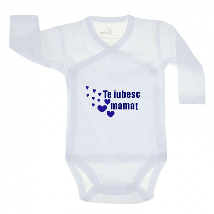 Body cu maneca lunga pentru copii Pifou Model 10 ML M10ML2-A4-54-58-cm, Alb [1]