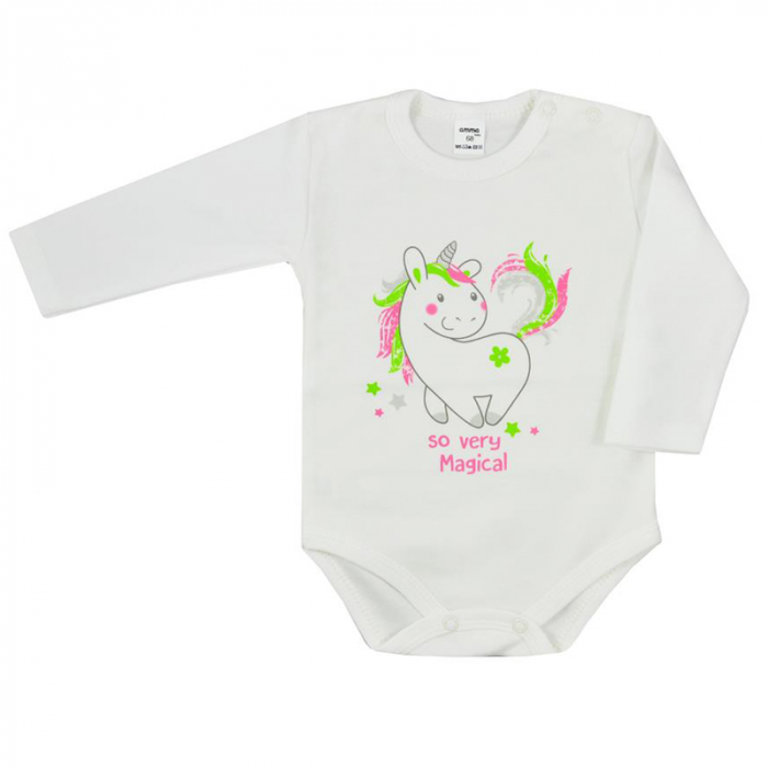 Body cu maneca lunga pentru fete Koala Amma Jednorozec T1-646-86-cm, Alb [1]