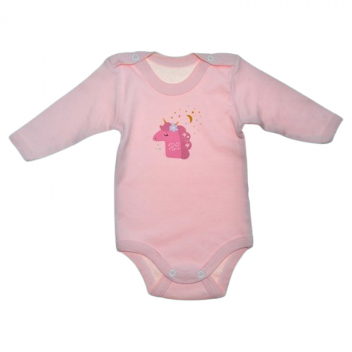 Body cu maneca lunga, pentru fete, Mini Junior BD2908R, Roz [1]