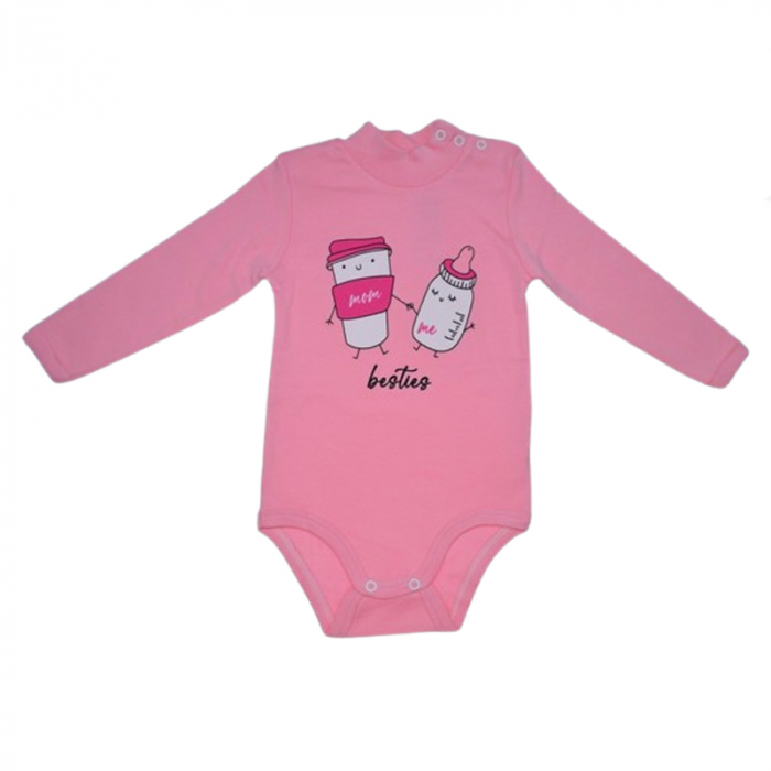 Body cu maneca lunga pentru fete Mini Junior BDY-MJ24, Roz [1]