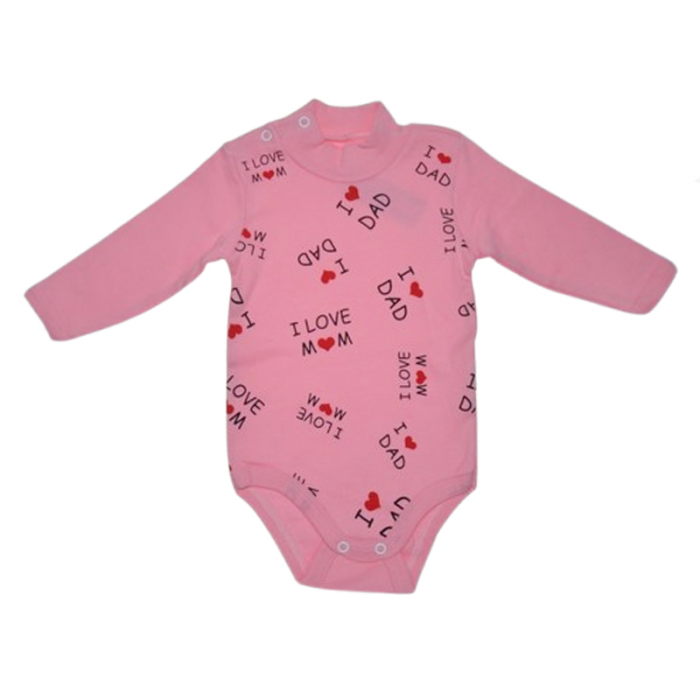 Body cu maneca lunga pentru fete Mini Junior BDY-MJ30, Roz [1]
