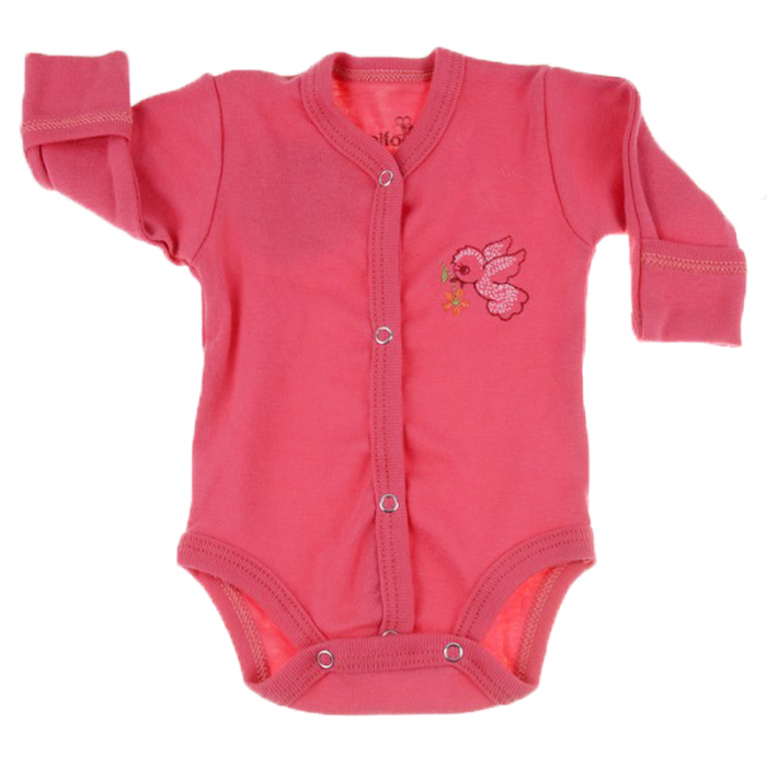 Body cu maneca lunga pentru fete Pifou Model 11 M11C-46-50-cm, Coral [1]
