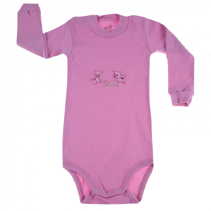 Body cu maneca lunga pentru fete Pifou Model 9 ML9RZ1-88-92-cm, Roz [1]