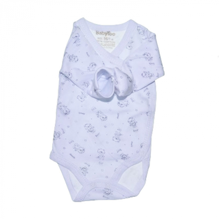 Body cu maneca lunga si manusi pentru bebelusi BabyToo BDYBT-7, Alb [3]