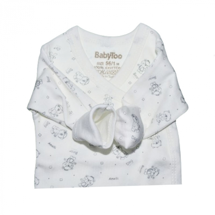 Body cu maneca lunga si manusi pentru bebelusi BabyToo BDYBT-8, Crem [3]