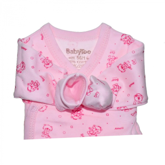 Body cu maneca lunga si manusi pentru fete BabyToo BDYBT-9, Roz [3]