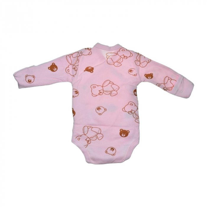 Body cu maneca lunga si manusi pentru fete Mini Junior BDY-MJ-2R, Roz [2]