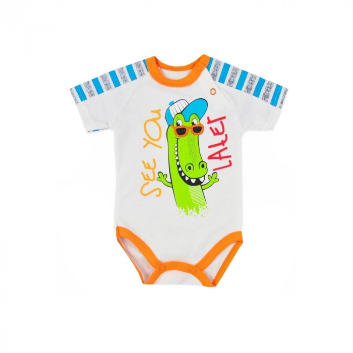 Body cu maneca scurta pentru baieti Koala Aligator 05-954_62 cm, Alb [1]