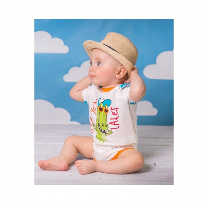 Body cu maneca scurta pentru baieti Koala Aligator 05-954_62 cm, Alb [2]