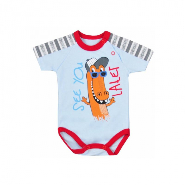 Body cu maneca scurta pentru baieti Koala Aligator 05-954A_62 cm, Albastru [1]