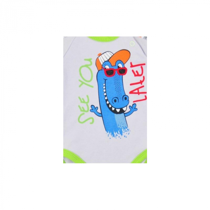Body cu maneca scurta pentru baieti Koala Aligator 05-954AL_62 cm, Alb [2]