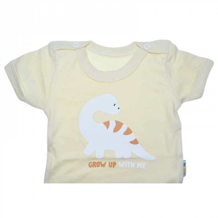 Body cu maneca scurta, pentru baieti, Mini Junior 2119DC, Crem [3]