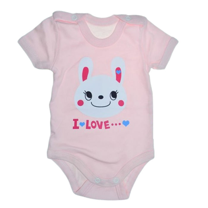 Body cu maneca scurta, pentru fete, Mini Junior 2119ILR, Roz [1]