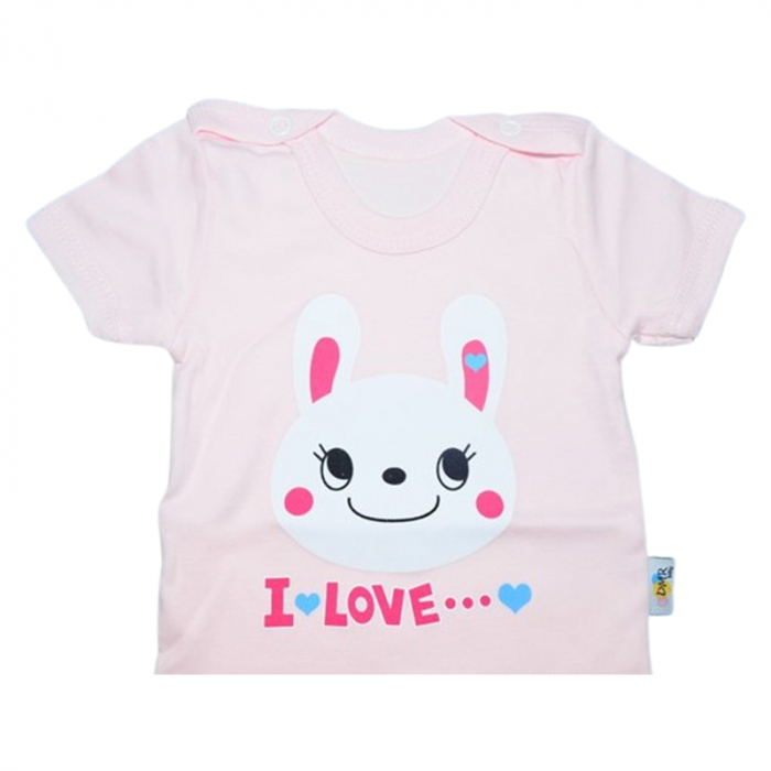 Body cu maneca scurta, pentru fete, Mini Junior 2119ILR, Roz [3]