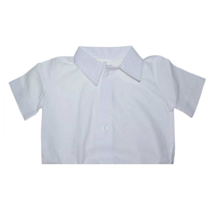 Body cu maneca scurta, tip camasa pentru baieti, Mini Junior, BC0307, Alb [4]