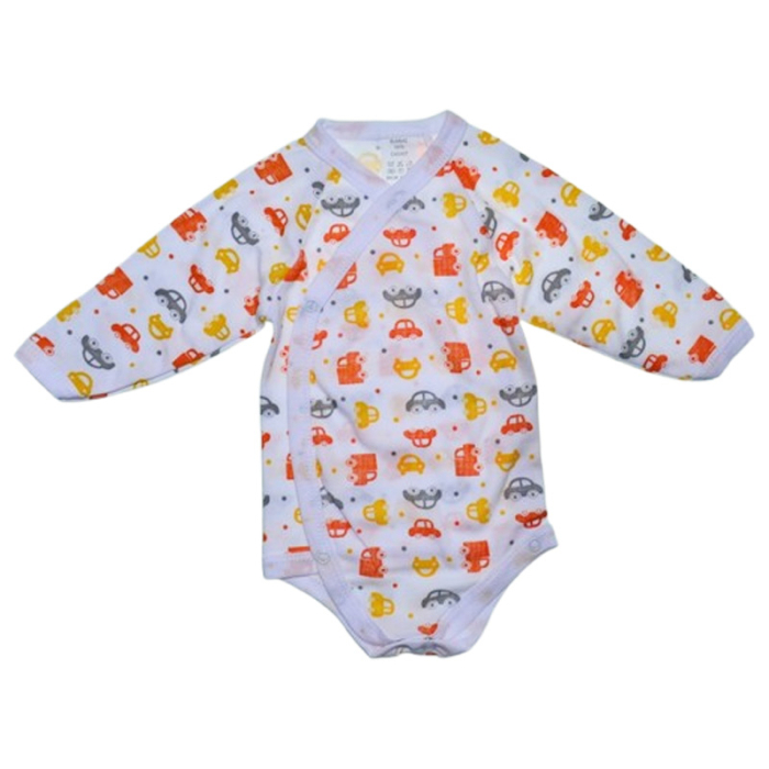 Body din bumbac, cu maneca lunga, cu imprimeu, pentru bebelusi, Mini Junior 1411M-68, Alb [1]