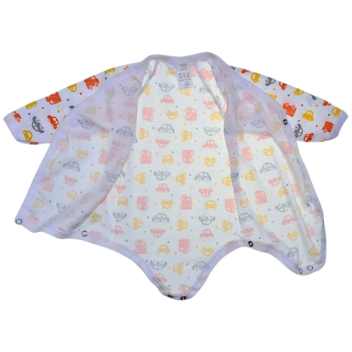 Body din bumbac, cu maneca lunga, cu imprimeu, pentru bebelusi, Mini Junior 1411M-68, Alb [3]