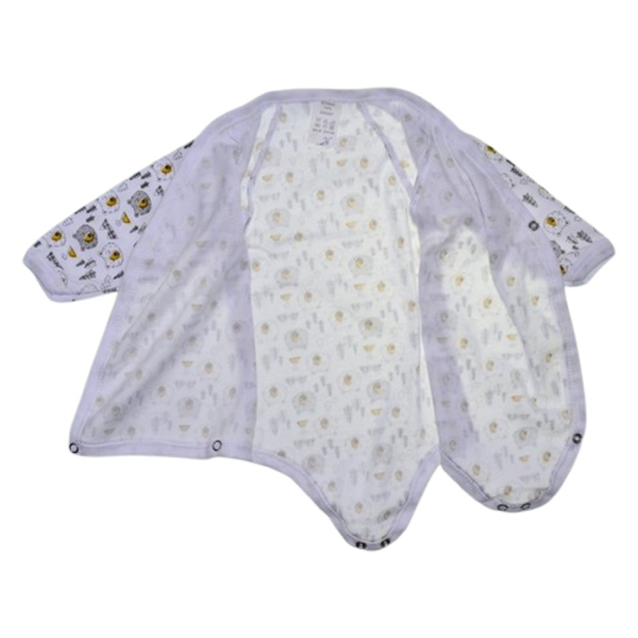 Body din bumbac, cu maneca lunga, cu imprimeu, pentru bebelusi, Mini Junior 1411U-68, Alb [3]