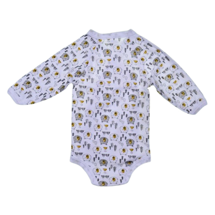 Body din bumbac, cu maneca lunga, cu imprimeu, pentru bebelusi, Mini Junior 1411U-68, Alb [2]