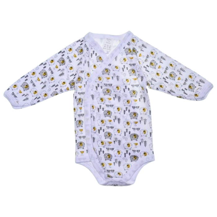 Body din bumbac, cu maneca lunga, cu imprimeu, pentru bebelusi, Mini Junior 1411U-68, Alb [1]