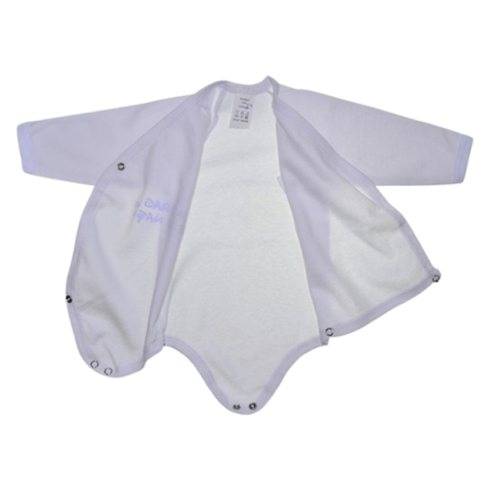 Body din bumbac, cu maneca lunga,  cu mesaj, pentru bebelusi, Mini Junior 1411A3-68, Alb [2]