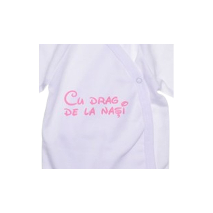 Body din bumbac, cu maneca lunga, cu mesaj, pentru bebelusi, Mini Junior 1411R2-68, Alb [2]