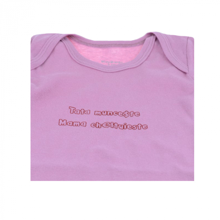 Body cu maneca lunga pentru fete Mini Bimbi BMB-09RZ-86-cm, Roz [2]