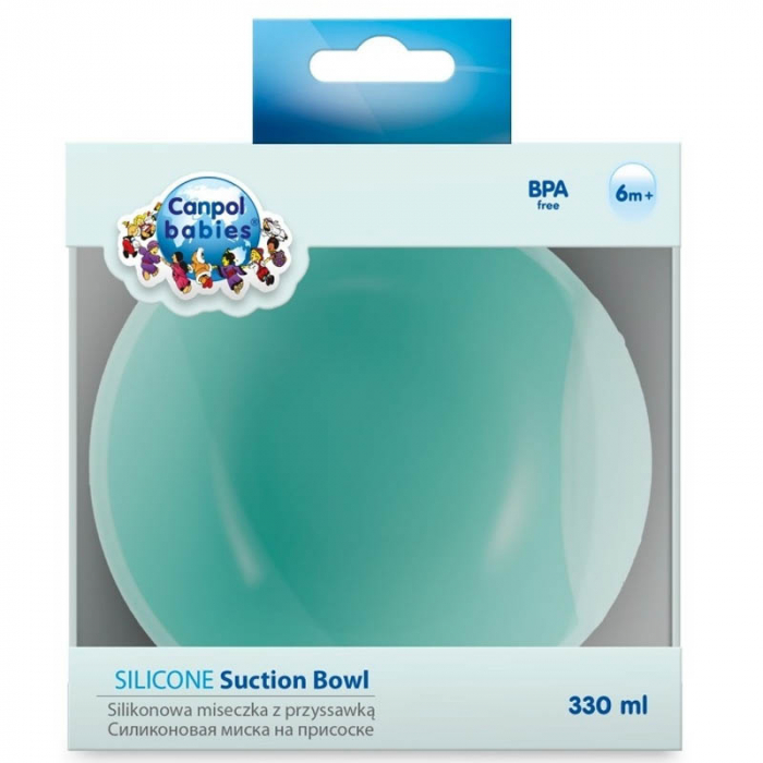 Bol din silicon cu ventuza pentru copii 6 luni + 330 ml Canpol Babies 51/400T, Turcoaz [4]