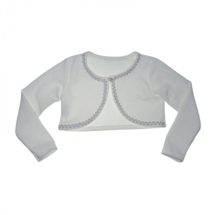 Bolero cu maneca lunga pentru fete, Mini Junior BL2417, Alb [1]