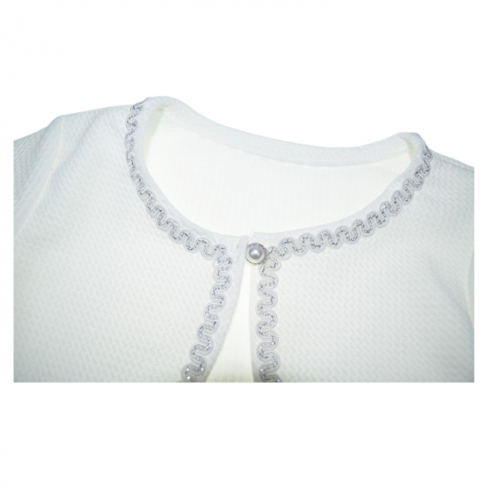 Bolero cu maneca lunga pentru fete, Mini Junior BL2417, Alb [2]