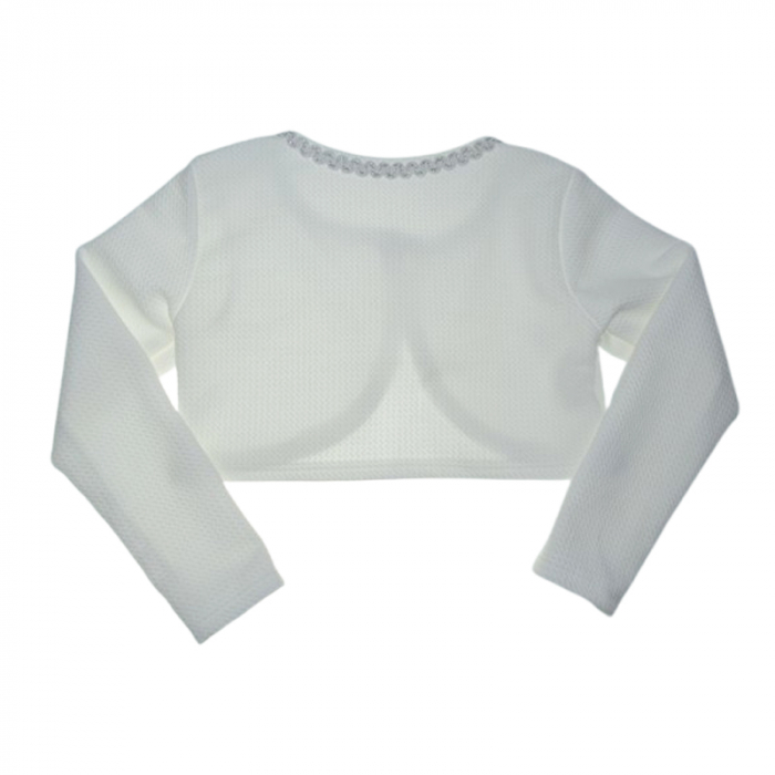 Bolero cu maneca lunga pentru fete, Mini Junior BL2417, Alb [3]