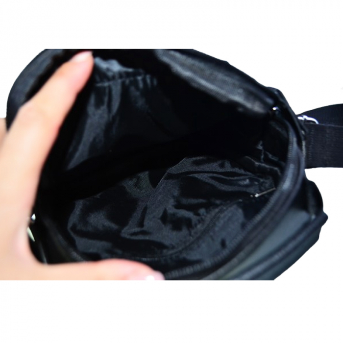 Geanta de mana si umar din piele naturala pentru barbati Mini Junior BBMJ-9, Negru [7]