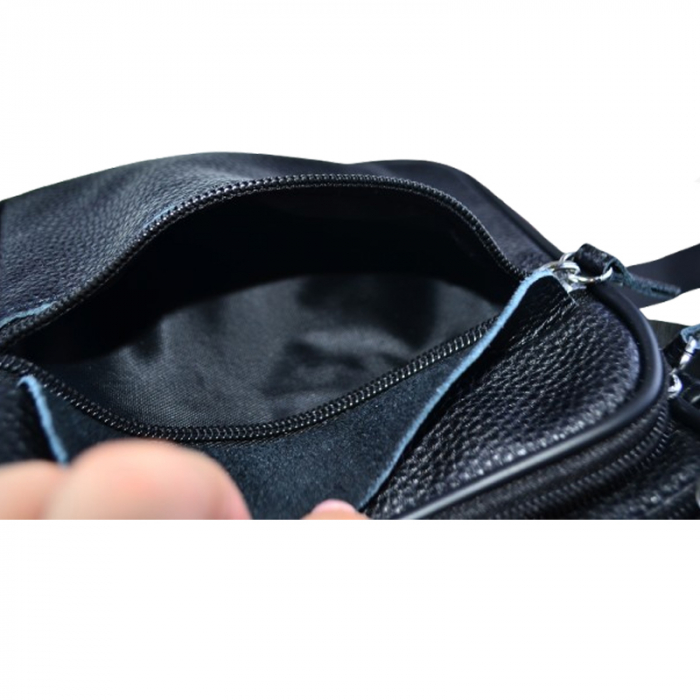 Geanta de mana si umar din piele naturala pentru barbati Mini Junior BBMJ-9, Negru [6]