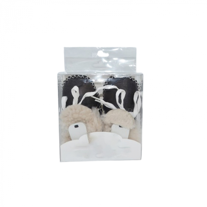 Botosei din piele, imblaniti pentru bebelusi, Mini Junior, BTSBBMJ-1, Negru [3]