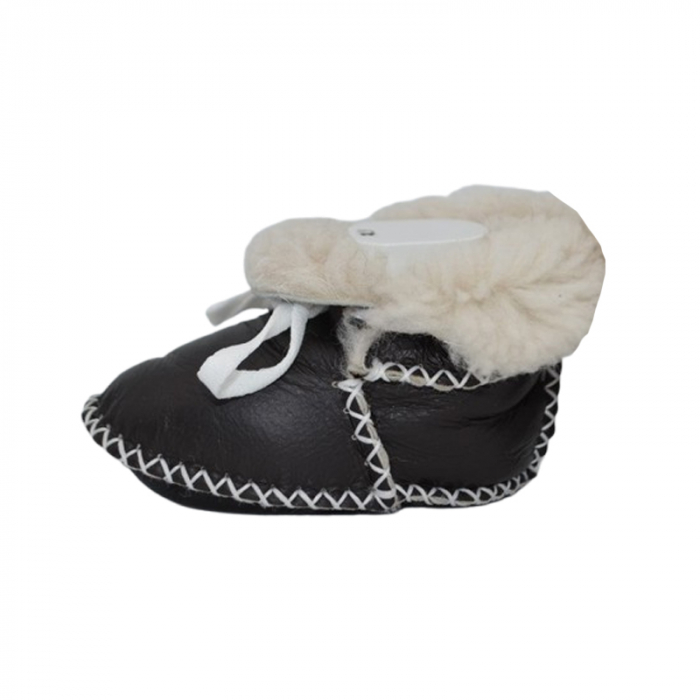 Botosei din piele, imblaniti pentru bebelusi, Mini Junior, BTSBBMJ-1, Negru [2]