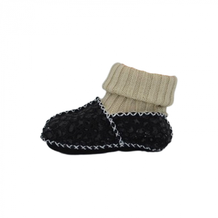 Botosei din piele, imblaniti pentru bebelusi, Papulin, PNTFP-MJ1, Negru [1]