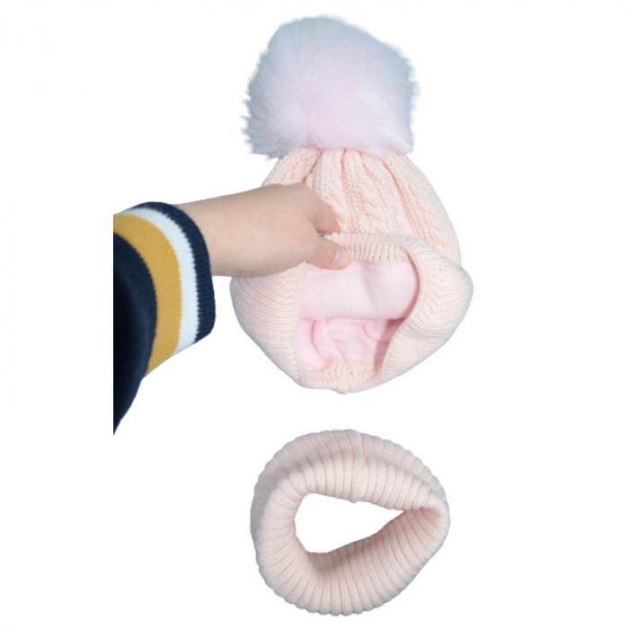 Set caciula captusita si fular pentru fete Gracek CGRK-R, Roz [3]