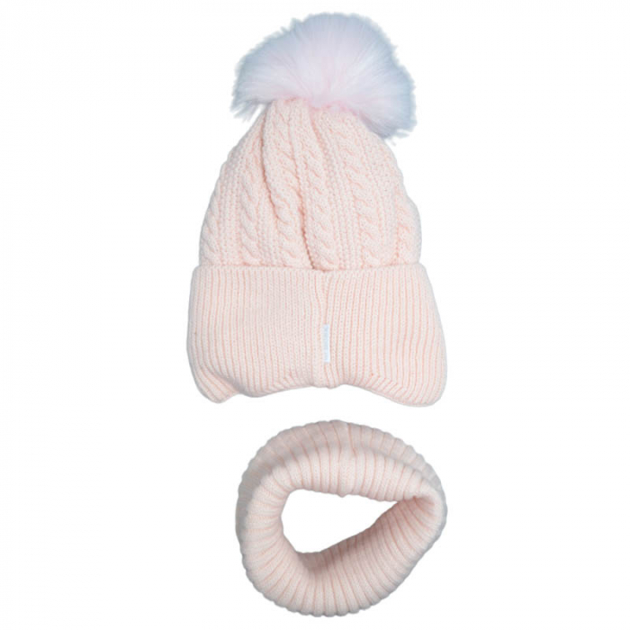 Set caciula captusita si fular pentru fete Gracek CGRK-R, Roz [2]