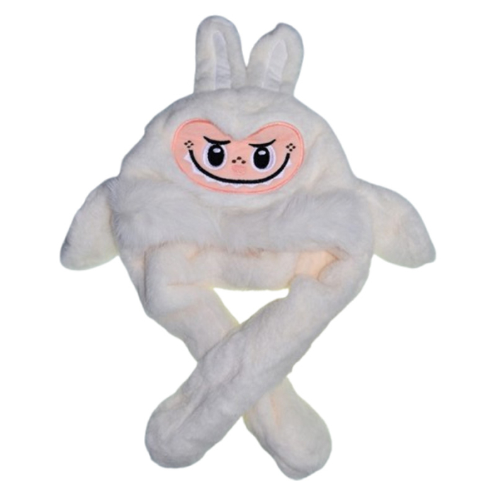 Caciula din plus, model Labubu, cu miscari din urechi, pentru copii, Mini Junior C3010A-50, Alb [1]